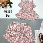 Đồ bộ mango quần đùi áo hai dây in hoạ tiết bông nhỏ