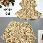 Đồ bộ mango quần đùi áo hai dây in hoạ tiết bông nhỏ