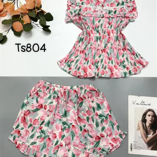 Đồ bộ mango quần đùi áo sát nách bèo cổ vuông