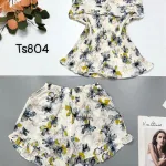 Đồ bộ mango quần đùi áo sát nách bèo cổ vuông