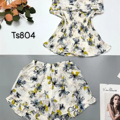 Đồ bộ mango quần đùi áo sát nách bèo cổ vuông