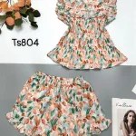 Đồ bộ mango quần đùi áo sát nách bèo cổ vuông