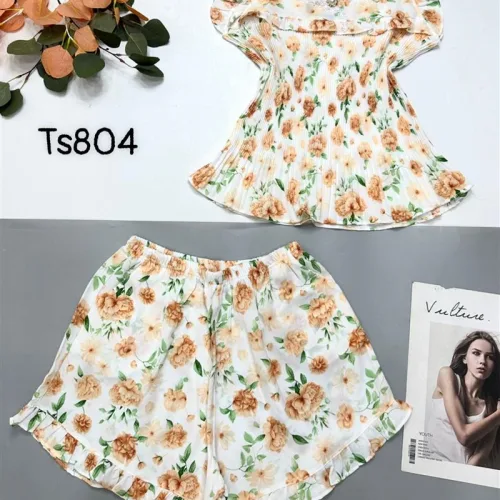 Đồ bộ mango quần đùi áo sát nách bèo cổ vuông