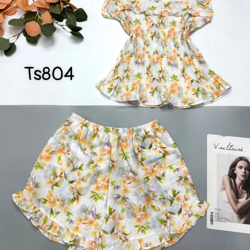 Đồ bộ mango quần đùi áo sát nách bèo cổ vuông