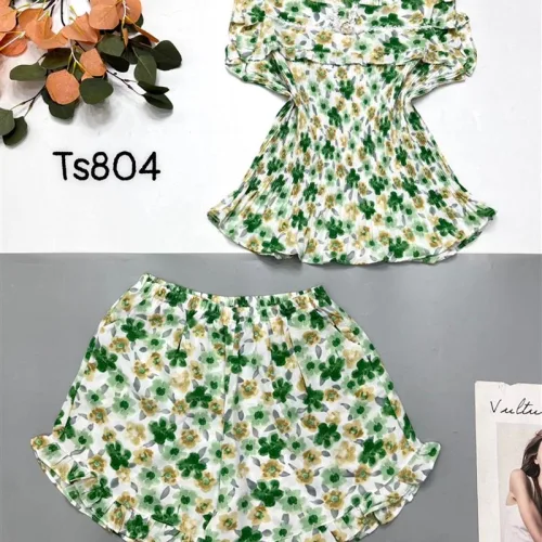 Đồ bộ mango quần đùi áo sát nách bèo cổ vuông
