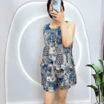 Đồ bộ mango quần đùi áo sát nách có nút