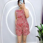 Đồ bộ mango quần đùi áo sát nách in hoạ tiết