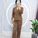 Đồ bộ pijama quần dài áo tay dài cổ bẻ hoạ tiết