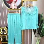 Đồ bộ pijama quần dài áo tay dài cổ vuông phối ren