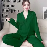 Đồ bộ pijama quần dài áo tay dài xước màu có túi phối ren