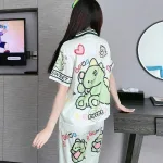 Đồ bộ pijama quần dài áo tay ngắn cổ bẻ hoạ tiết