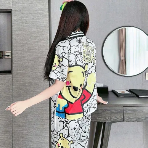 Đồ bộ pijama quần dài áo tay ngắn cổ bẻ hoạ tiết