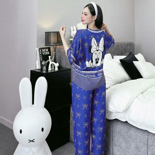 đồ bộ pijama quần dài áo tay ngắn cổ V nhiều hình khác nhau