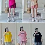 đồ bộ quần ca rô áo thun in chữ