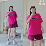 đồ bộ quần ca rô áo thun in chữ