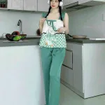 Đồ bộ quần dài áo dây bèo hoạ tiết mặc nhà