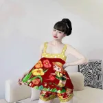 Đồ bộ quần dài áo dây hoạ tiết mặc nhà