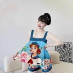 Đồ bộ quần dài áo dây hoạ tiết mặc nhà
