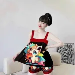 Đồ bộ quần dài áo dây hoạ tiết mặc nhà