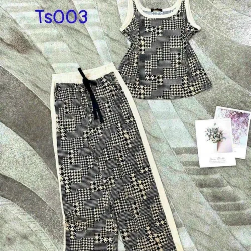 Đồ bộ quần dài áo dây hoạ tiết phối viền