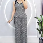 Đồ bộ quần dài áo dây phối viền hoạ tiết