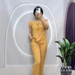 Đồ bộ quần dài áo sát nách bèo hoạ tiết