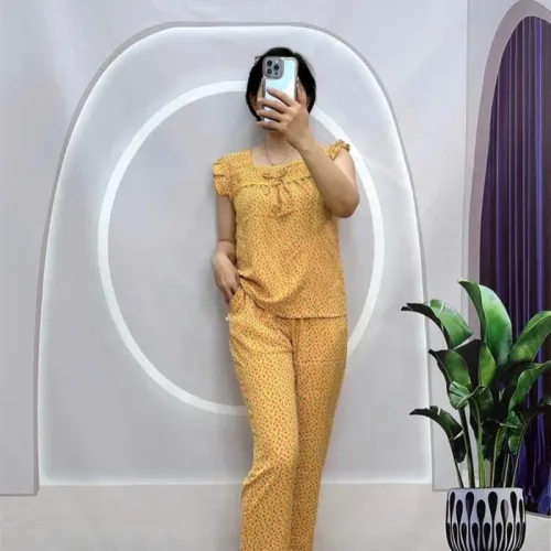 Đồ bộ quần dài áo sát nách bèo hoạ tiết
