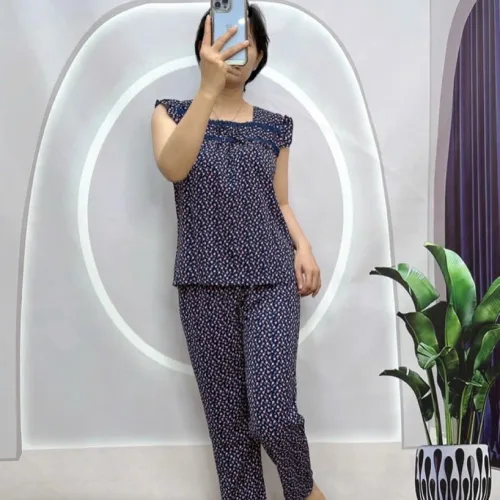 Đồ bộ quần dài áo sát nách bèo hoạ tiết