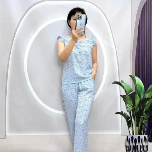 Đồ bộ quần dài áo sát nách bèo hoạ tiết