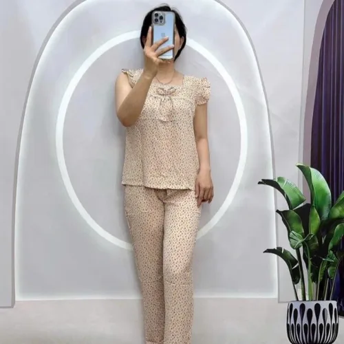 Đồ bộ quần dài áo sát nách bèo hoạ tiết