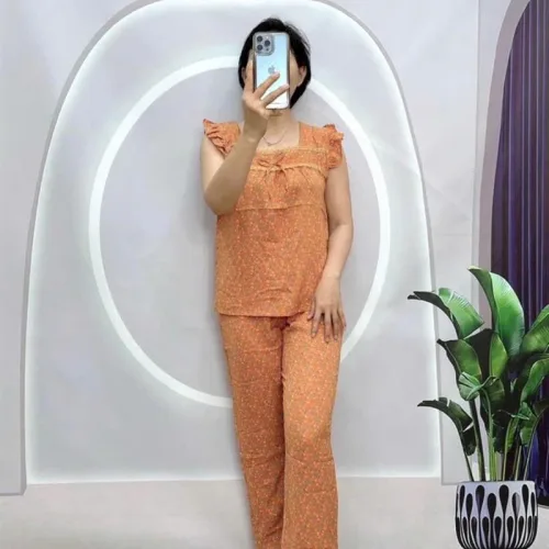 Đồ bộ quần dài áo sát nách bèo hoạ tiết