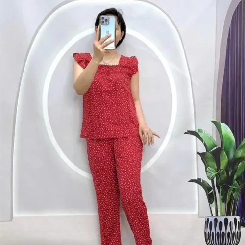 Đồ bộ quần dài áo sát nách bèo hoạ tiết