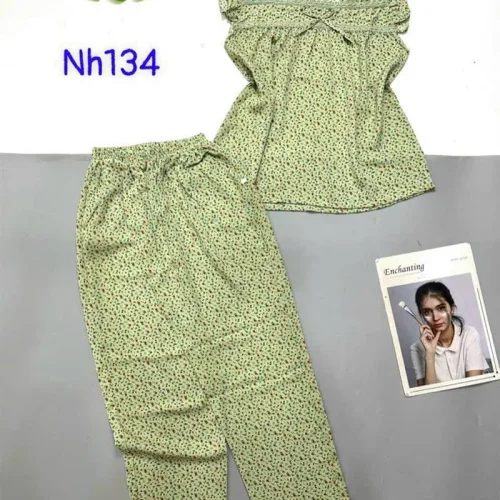 Đồ bộ quần dài áo sát nách bèo hoạ tiết