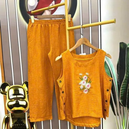 Đồ bộ quần dài áo sát nách in hình hoa