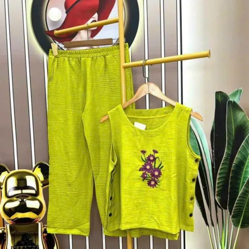 Đồ bộ quần dài áo sát nách in hình hoa