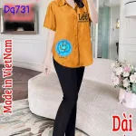 Đồ bộ quần dài áo sơ mi tay ngắn in chữ