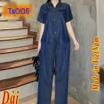 Đồ bộ quần dài áo sơ mi tay ngắn phối túi