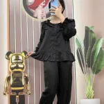 Đồ bộ quần dài áo tay dài bèo màu trơn