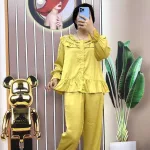 Đồ bộ quần dài áo tay dài bèo màu trơn