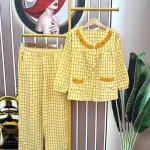Đồ bộ quần dài áo tay dài cổ bèo caro