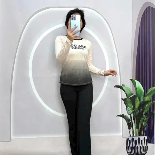 Đồ bộ quần dài áo tay dài cổ tròn 2 màu in chữ