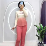 Đồ bộ quần dài áo tay dài cổ tròn 2 màu in chữ