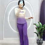 Đồ bộ quần dài áo tay dài cổ tròn 2 màu in chữ