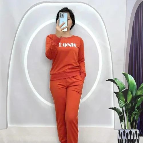 Đồ bộ quần dài áo tay dài cổ tròn in chữ