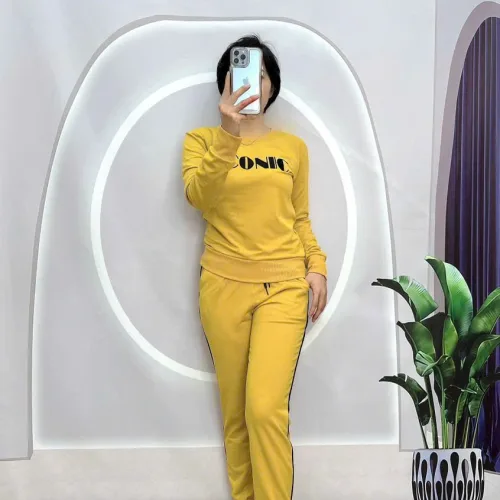 Đồ bộ quần dài áo tay dài cổ tròn in chữ