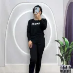 Đồ bộ quần dài áo tay dài cổ tròn in chữ