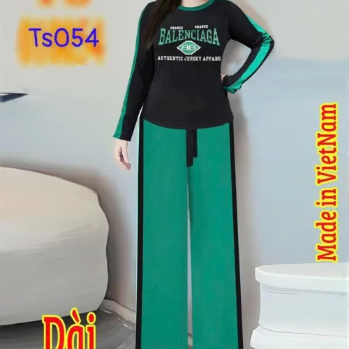 Đồ bộ quần dài áo tay dài cổ tròn in chữ