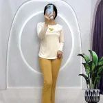 Đồ bộ quần dài áo tay dài cổ tròn in chữ