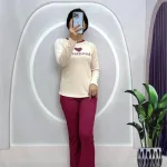 Đồ bộ quần dài áo tay dài cổ tròn in chữ