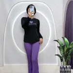 Đồ bộ quần dài áo tay dài cổ tròn in chữ